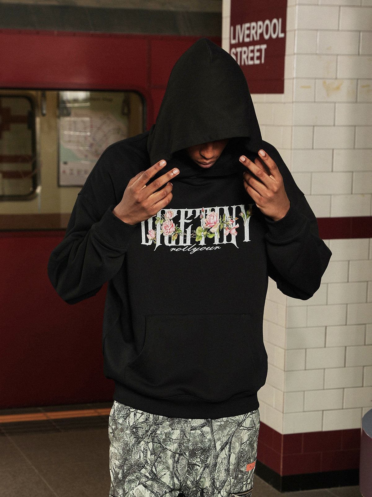 DICETINY Rose floral print hoodie