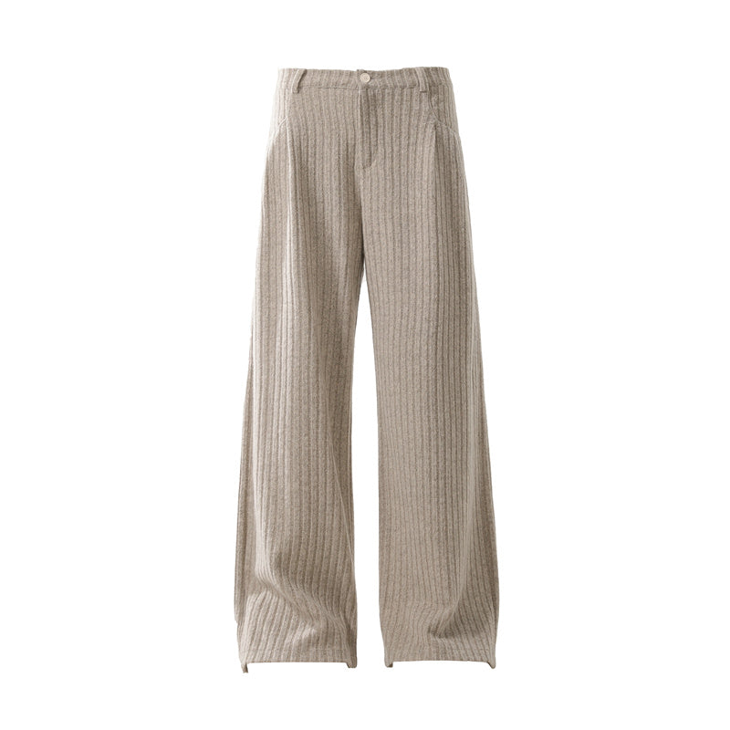 BTSG Minimalist old money texture velvet loose wide-leg trousers