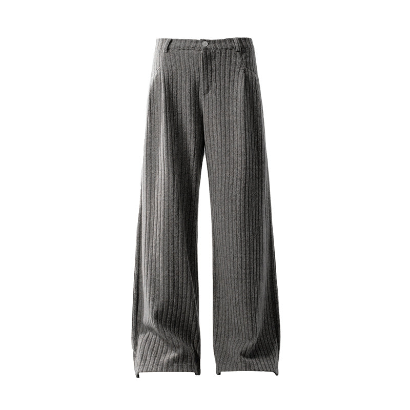 BTSG Minimalist old money texture velvet loose wide-leg trousers