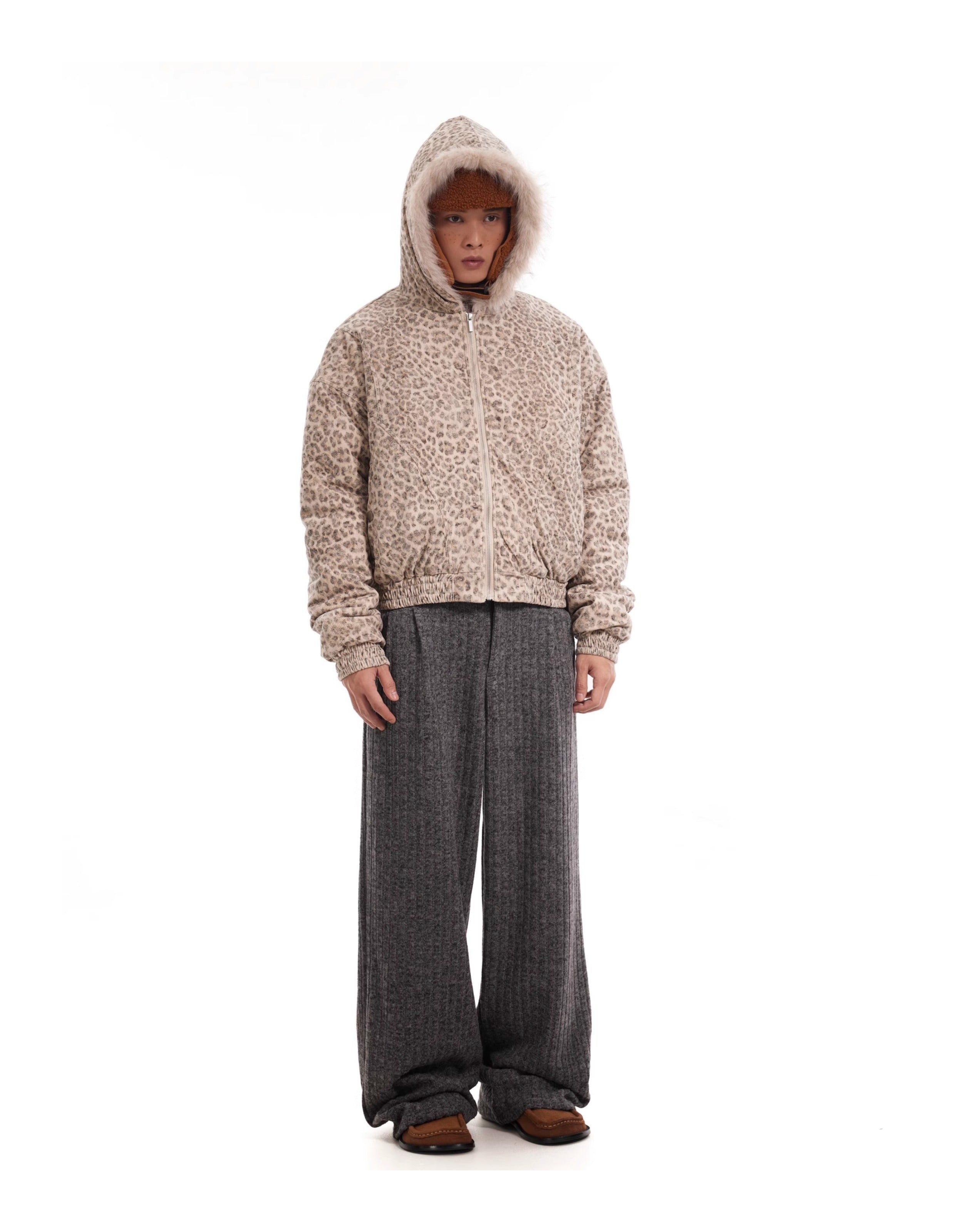 BTSG Minimalist old money texture velvet loose wide-leg trousers