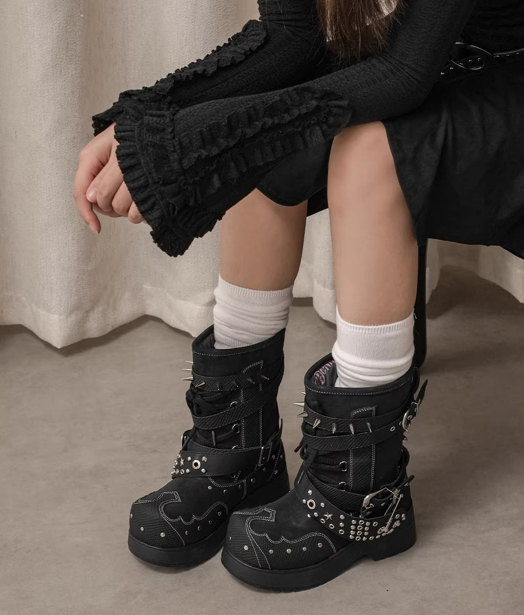 Donkey Rivet Western Platform Boots