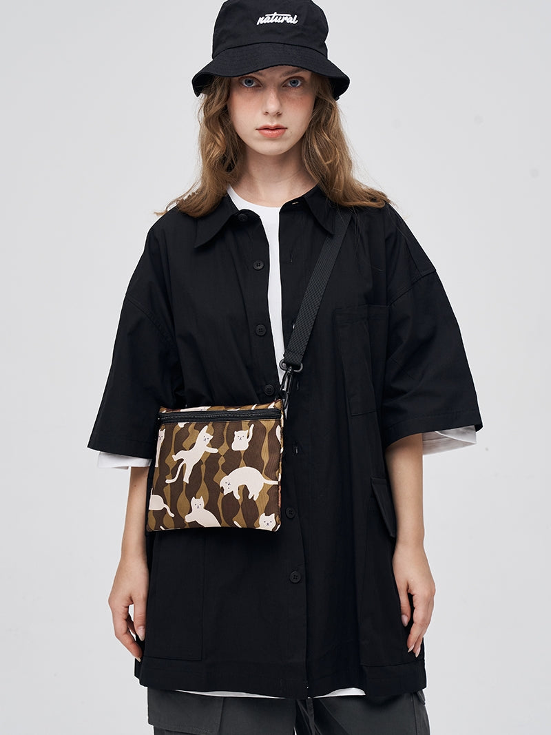 FREEIN cute cat print crossbody bag