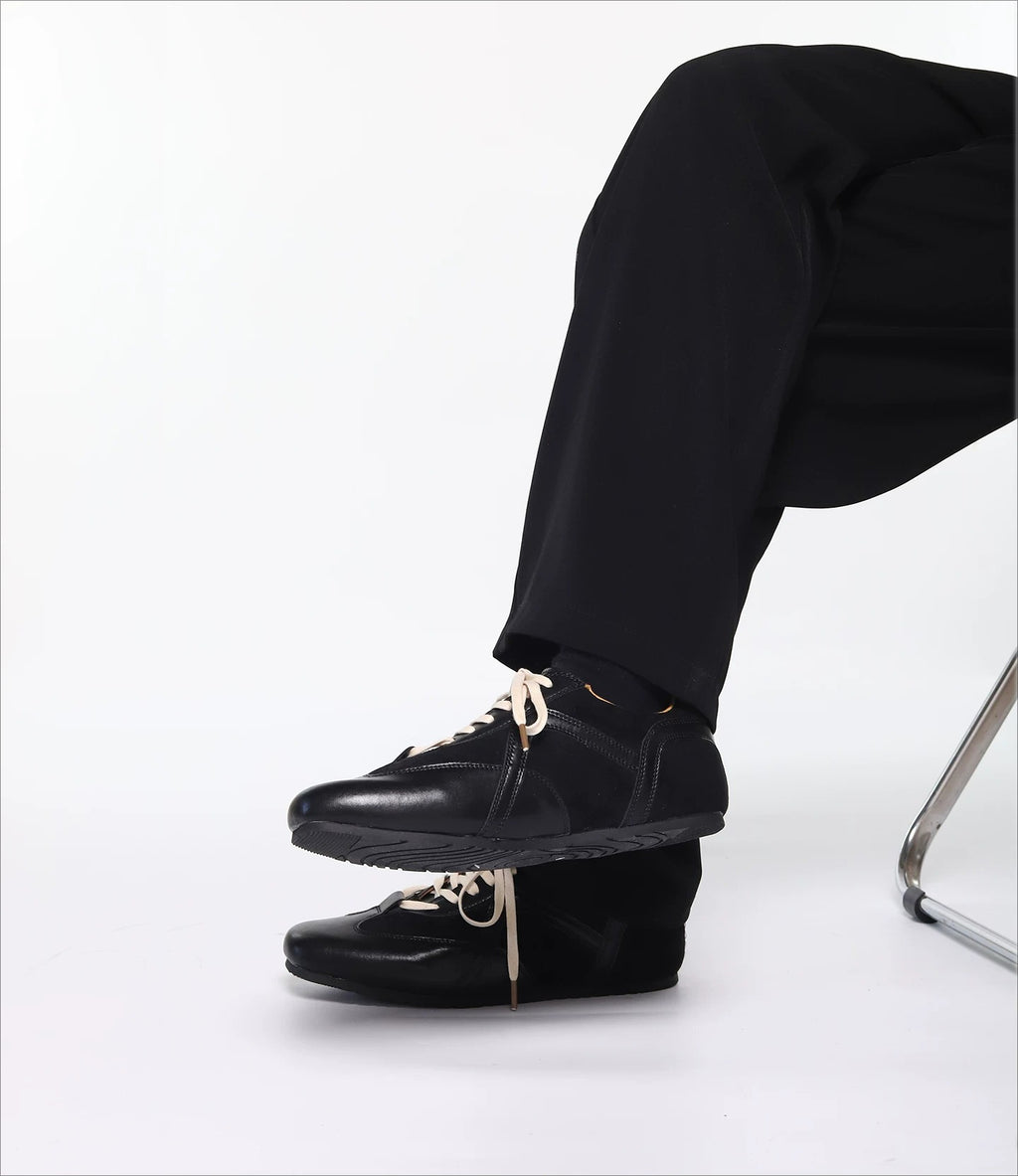 SHENLV STUDIO Contrast Color Lace-up Square Head Retro German Training Shoes Sneakers