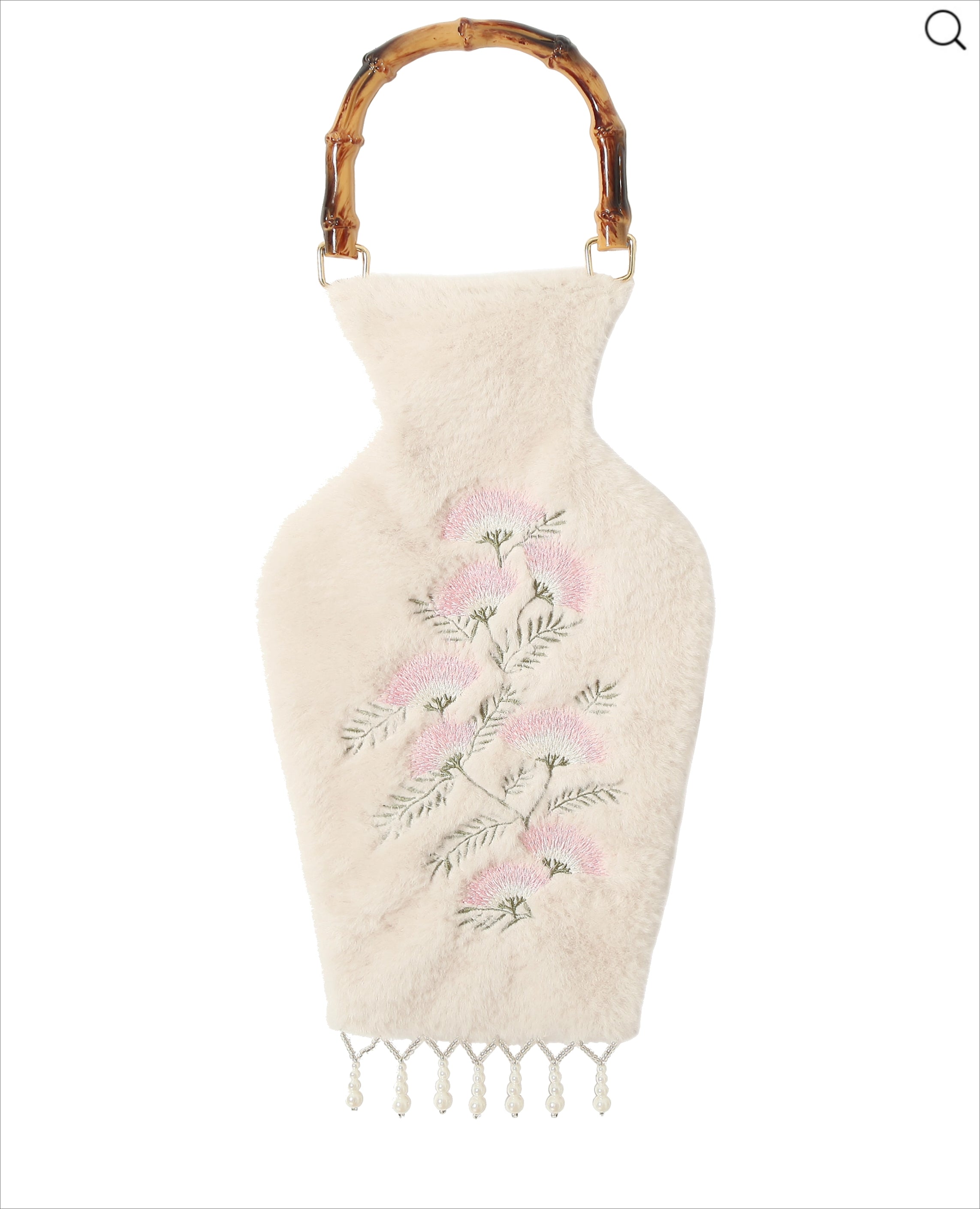 LOUMUTAKU Vine Bamboo Flower Embroidered Fluff Tote Bag