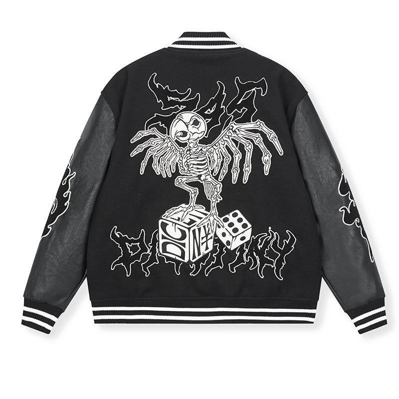 DICETINY x S45 "DESTINY NIRVANA" EMBROIDERED PATCHWORK BASEBALL UNIFORM JACKET
