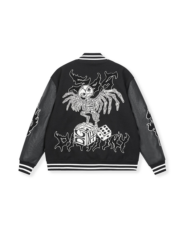 DICETINY x S45 "DESTINY NIRVANA" EMBROIDERED PATCHWORK BASEBALL UNIFORM JACKET