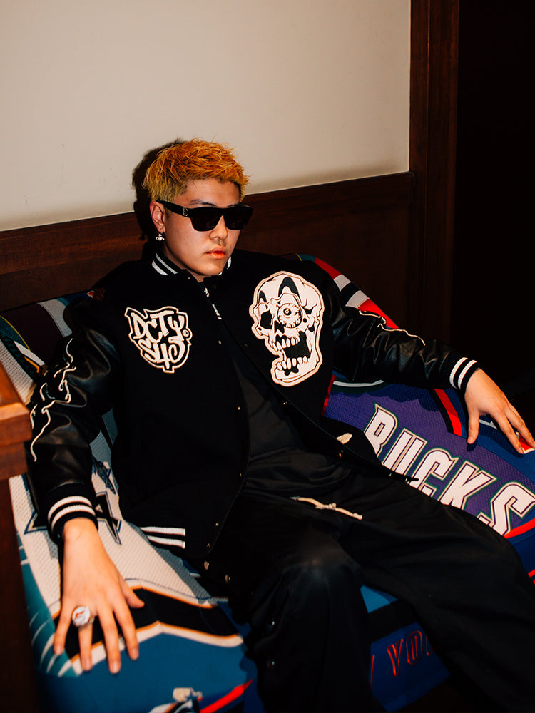 DICETINY x S45 "DESTINY NIRVANA" EMBROIDERED PATCHWORK BASEBALL UNIFORM JACKET