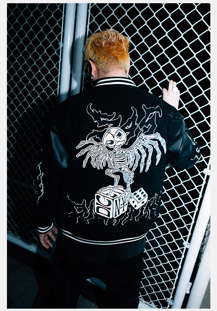 DICETINY x S45 "DESTINY NIRVANA" EMBROIDERED PATCHWORK BASEBALL UNIFORM JACKET