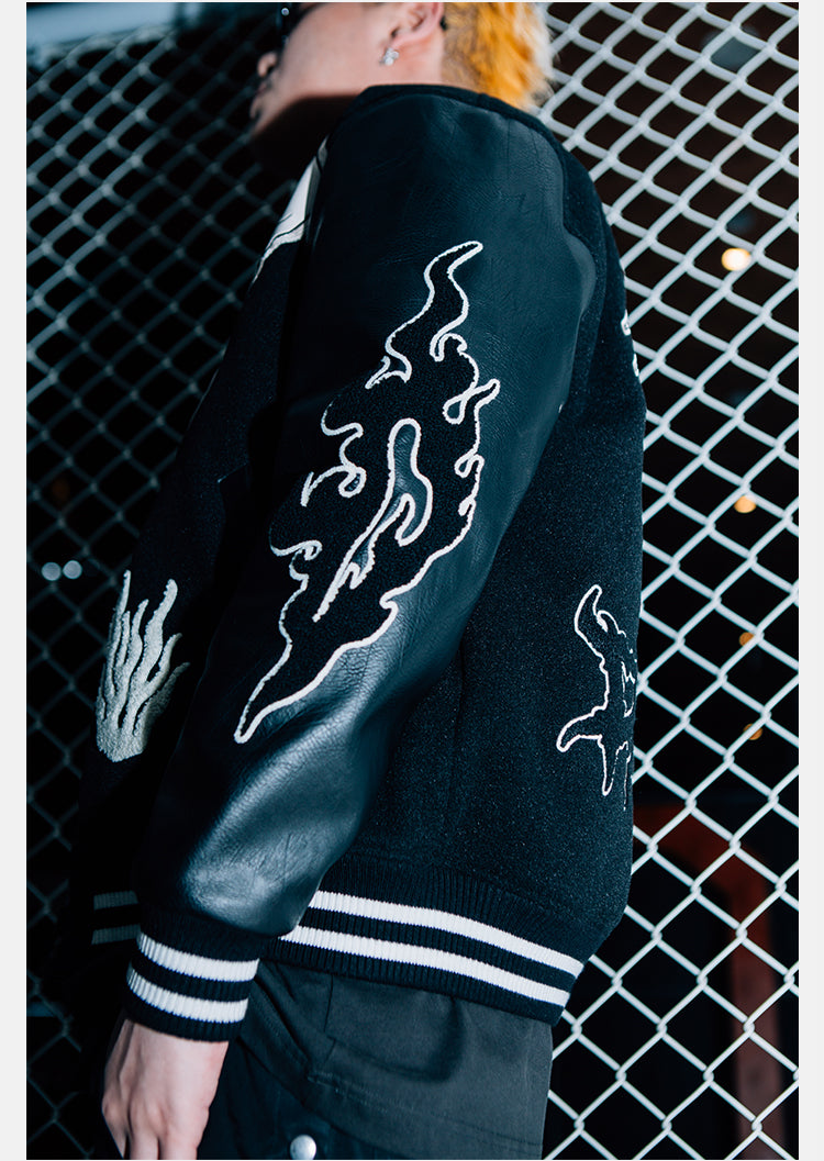 DICETINY x S45 "DESTINY NIRVANA" EMBROIDERED PATCHWORK BASEBALL UNIFORM JACKET