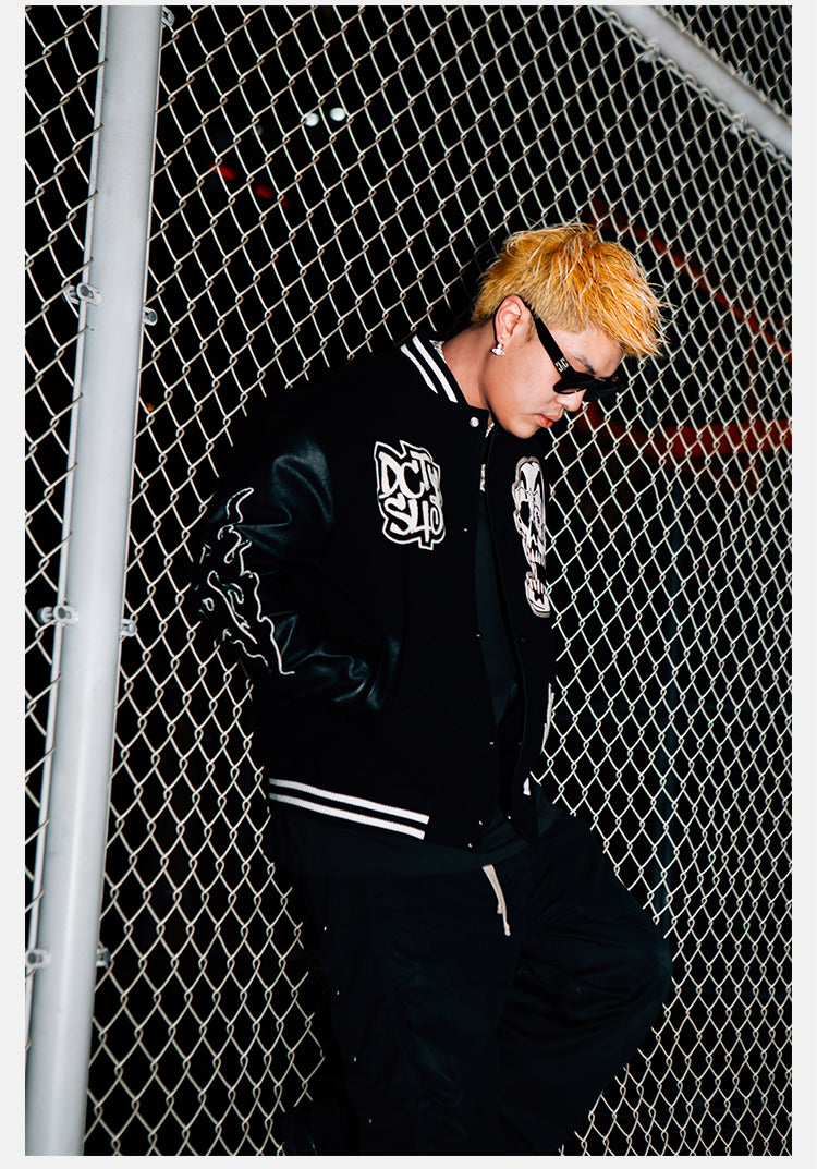 DICETINY x S45 "DESTINY NIRVANA" EMBROIDERED PATCHWORK BASEBALL UNIFORM JACKET