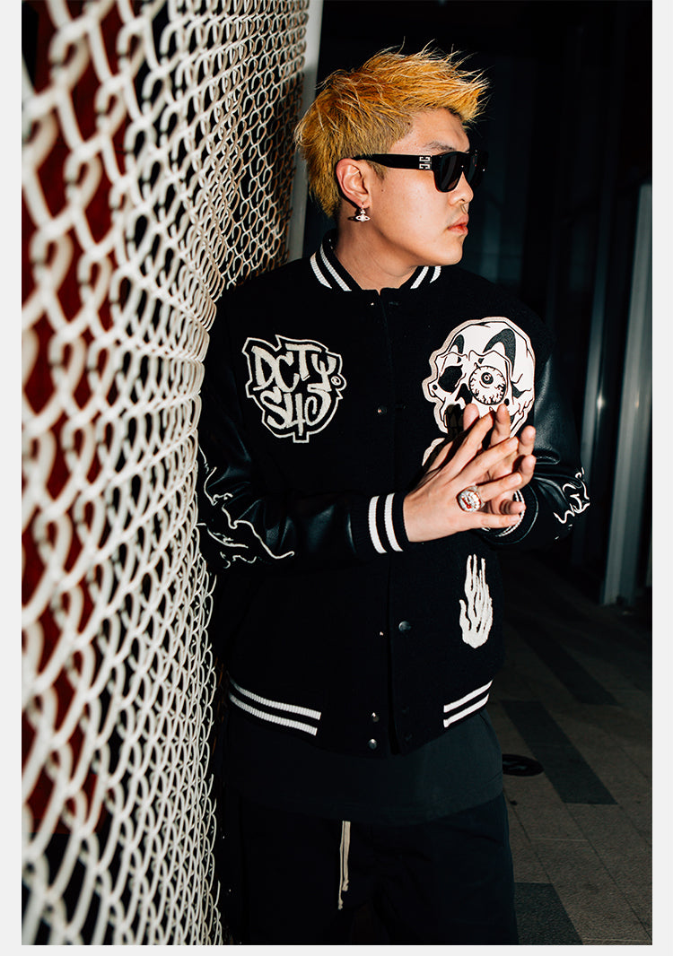 DICETINY x S45 "DESTINY NIRVANA" EMBROIDERED PATCHWORK BASEBALL UNIFORM JACKET