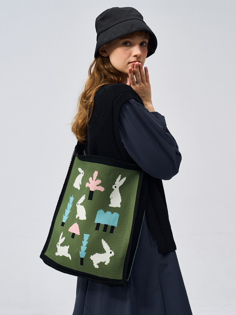 FREEIN Rabbit Woven knitted tote bag