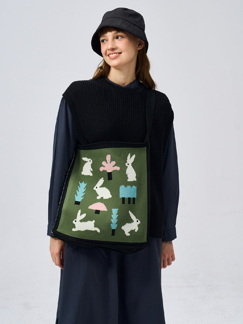 FREEIN Rabbit Woven knitted tote bag