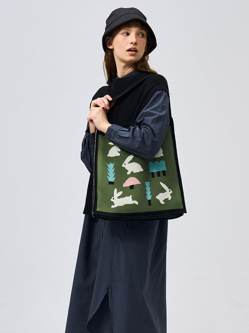 FREEIN Rabbit Woven knitted tote bag