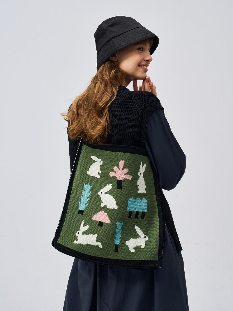 FREEIN Rabbit Woven knitted tote bag