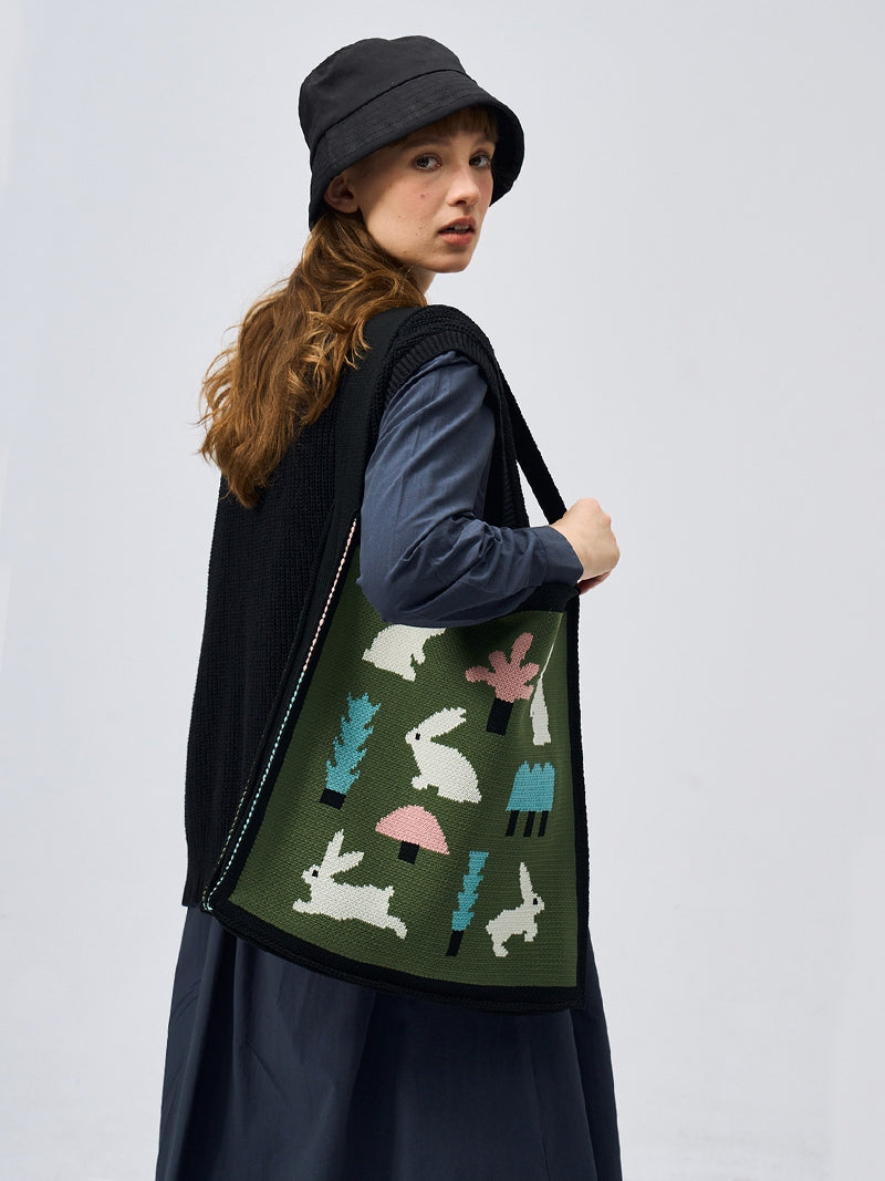 FREEIN Rabbit Woven knitted tote bag