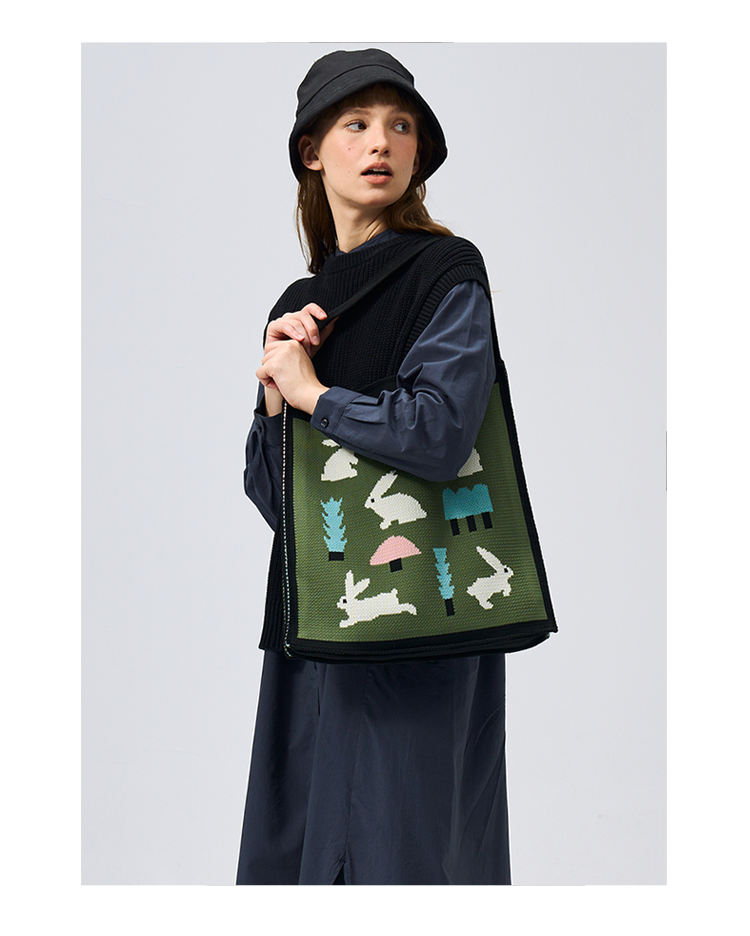 FREEIN Rabbit Woven knitted tote bag