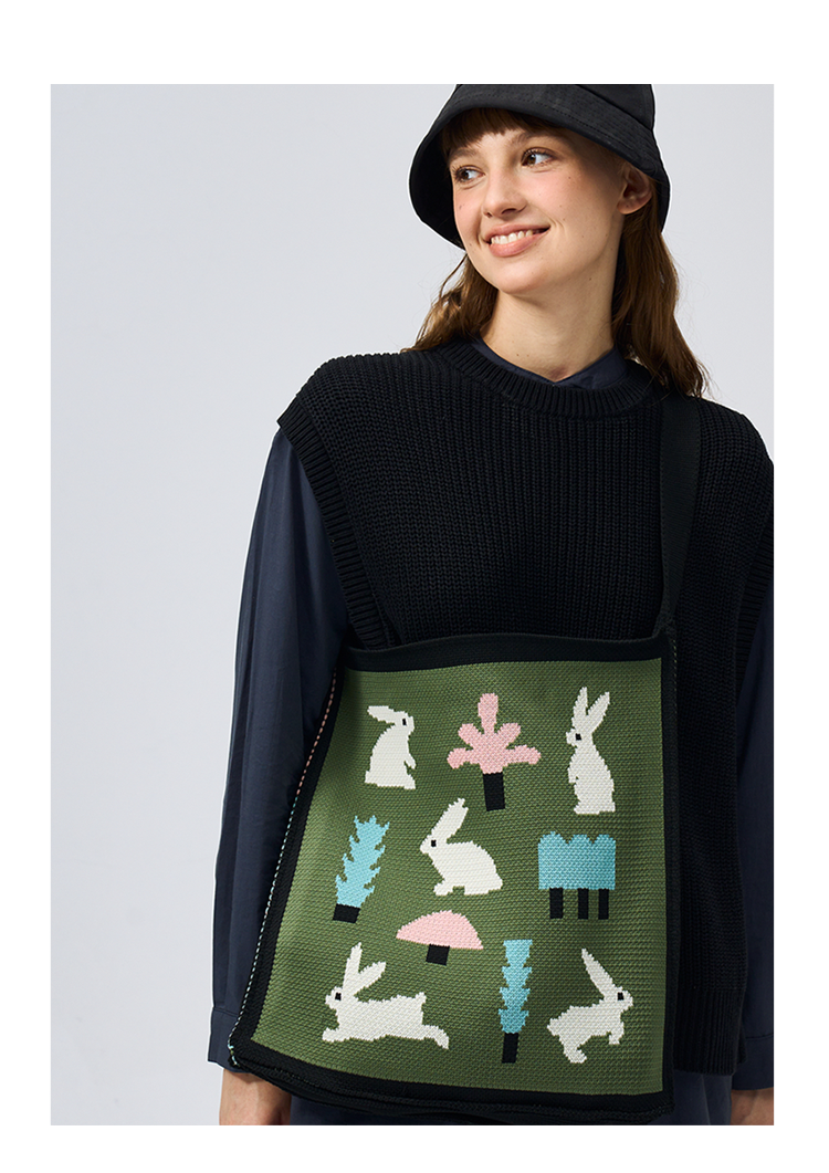 FREEIN Rabbit Woven knitted tote bag