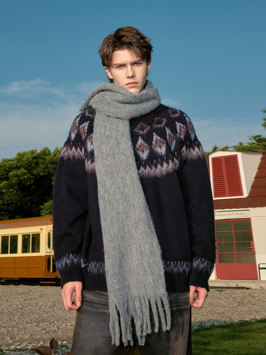 FORNINES Nordic Fair Island Red Sweater