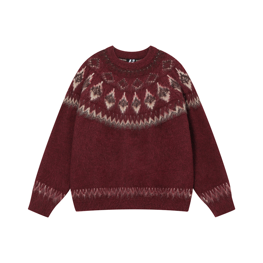 FORNINES Nordic Fair Island Red Sweater