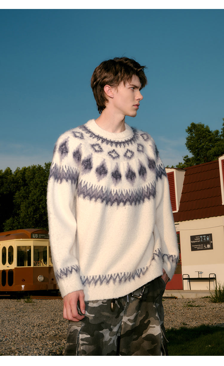 FORNINES Nordic Fair Island Red Sweater