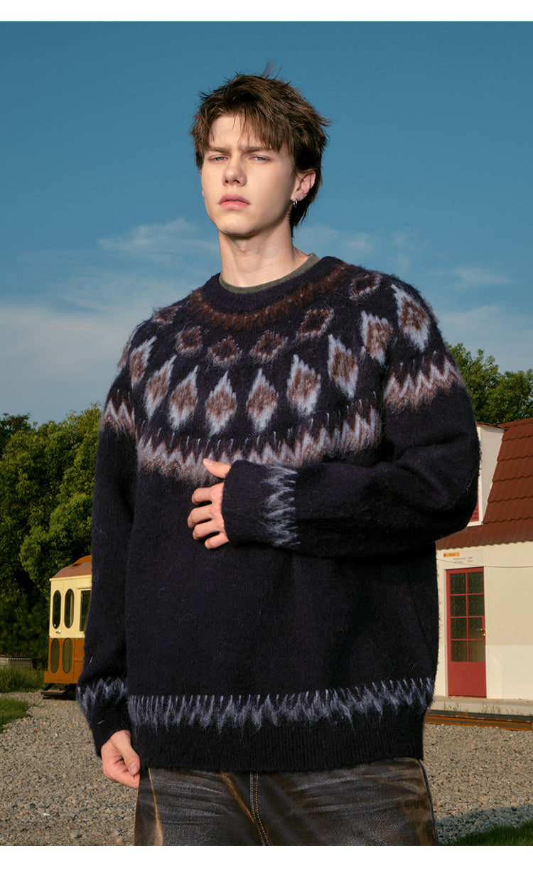 FORNINES Nordic Fair Island Red Sweater