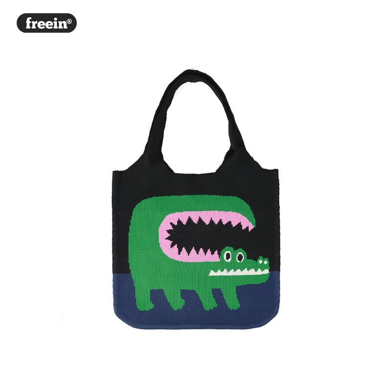 FREEIN's crocodile knit tote bag
