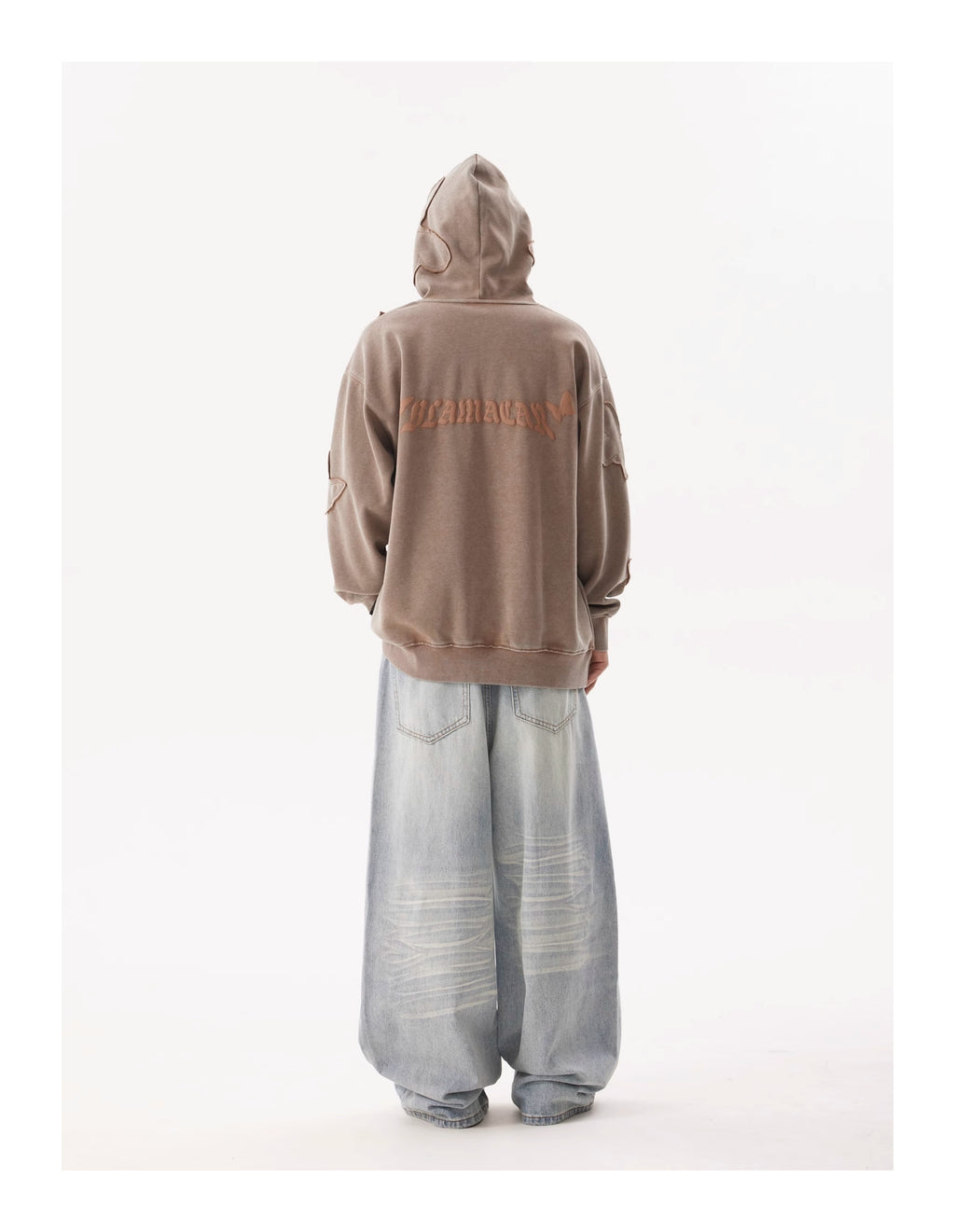 BTSG  Wash Light Gradient baggy Wide Leg Jeans