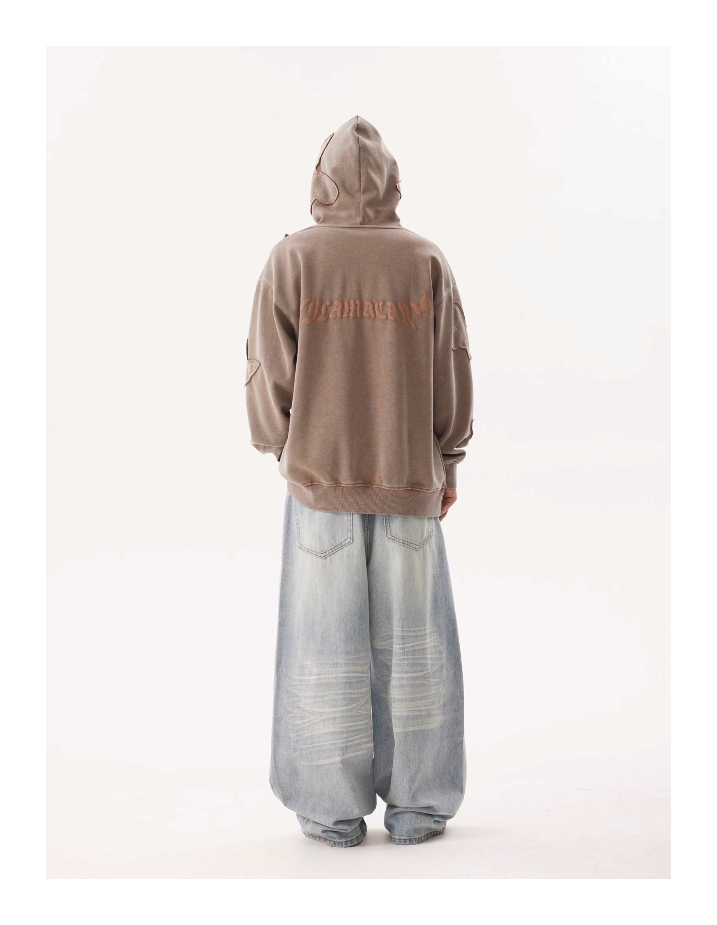 BTSG  Wash Light Gradient baggy Wide Leg Jeans