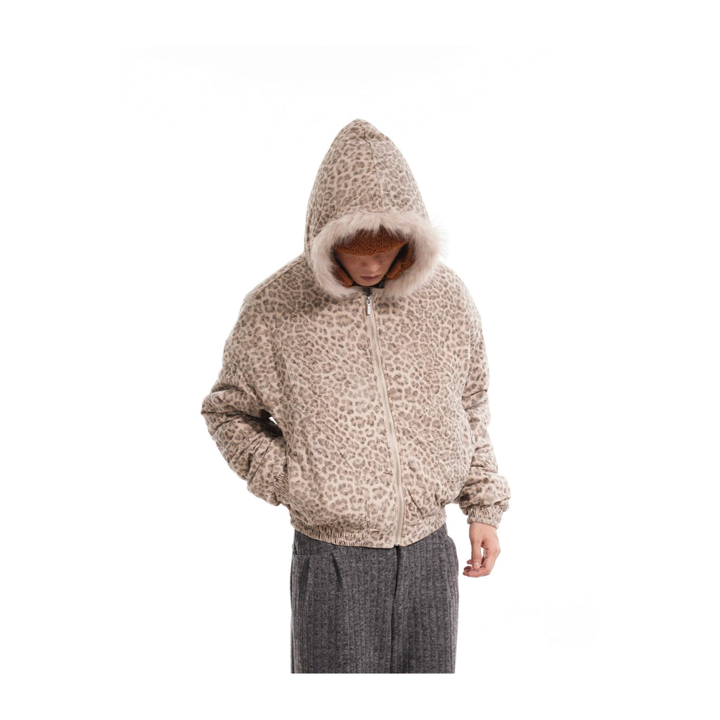 BTSG Leopard Fur Collar Mountain Sculpture Hooded Jacket