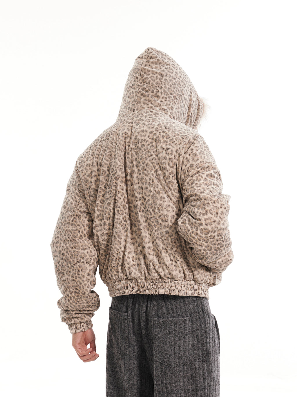 BTSG Leopard Fur Collar Mountain Sculpture Hooded Jacket