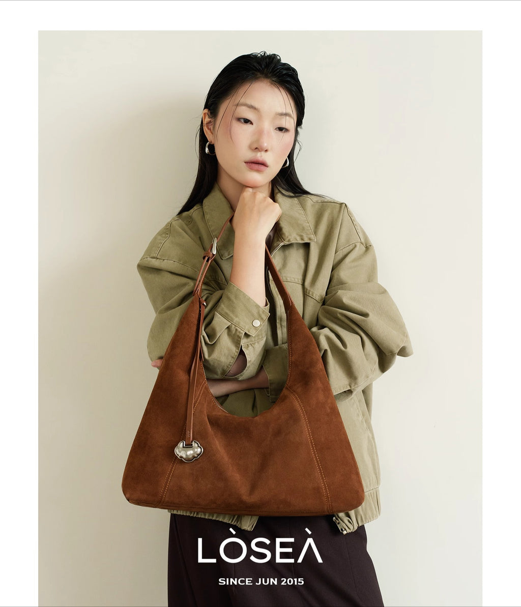 LOSEA Casual Cowhide Velvet Ruyi Armpit Bag