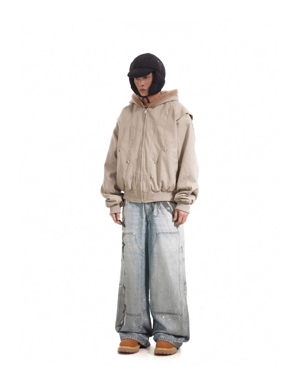 BTSG 3D Digital Multi-Key Print Splashed Ink Distressed Baggy Silhouette Loose Straight Jeans