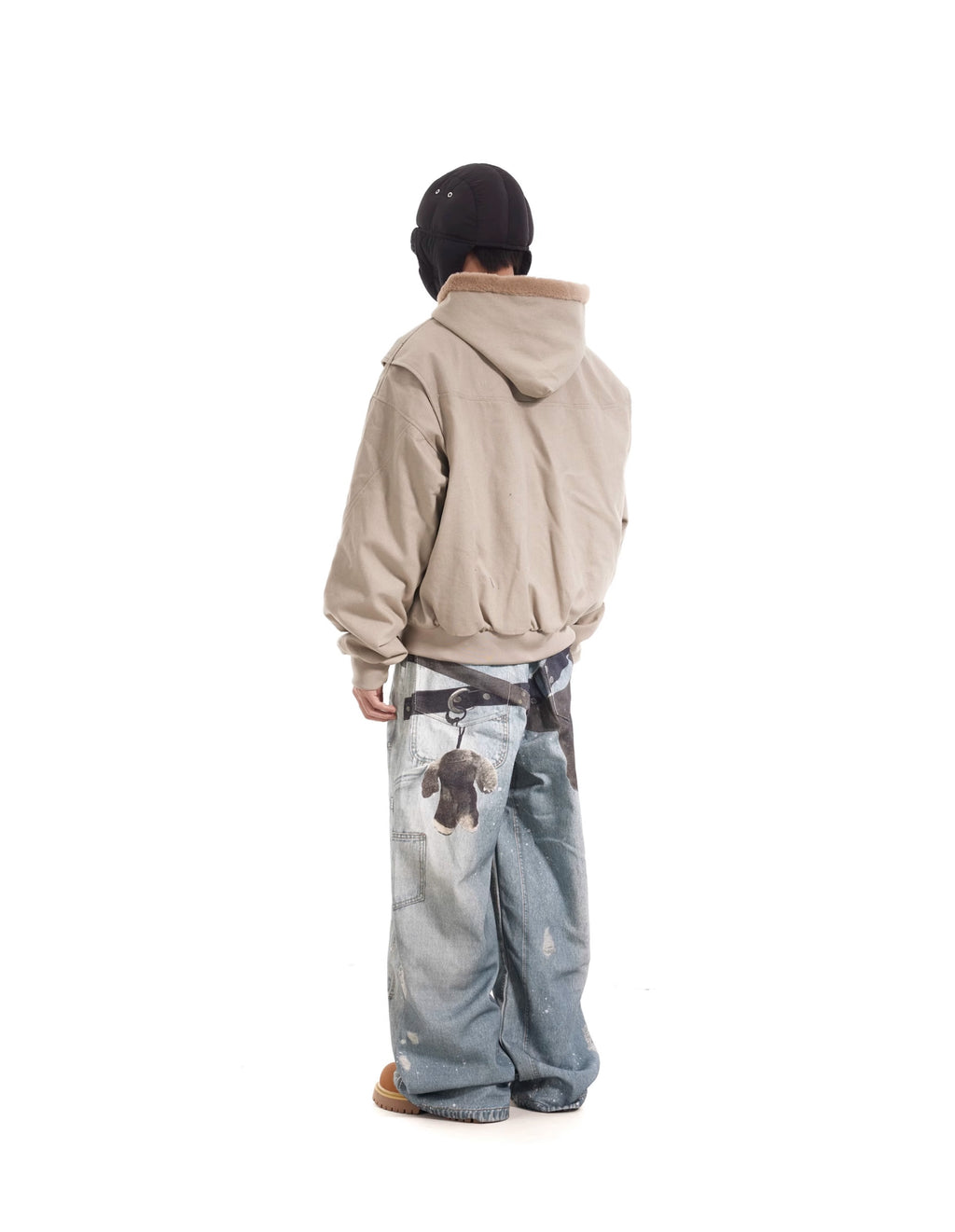 BTSG 3D Digital Multi-Key Print Splashed Ink Distressed Baggy Silhouette Loose Straight Jeans