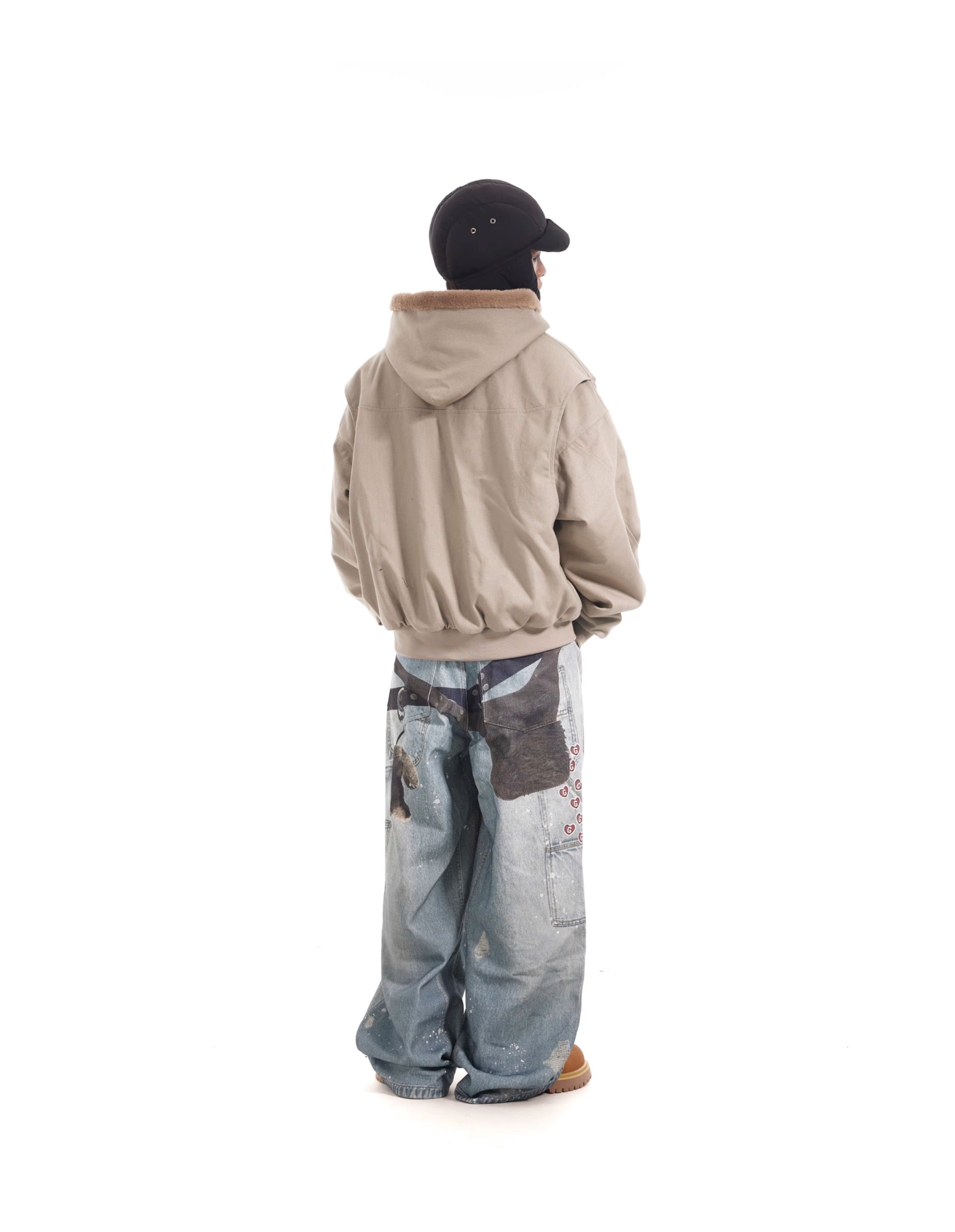 BTSG 3D Digital Multi-Key Print Splashed Ink Distressed Baggy Silhouette Loose Straight Jeans