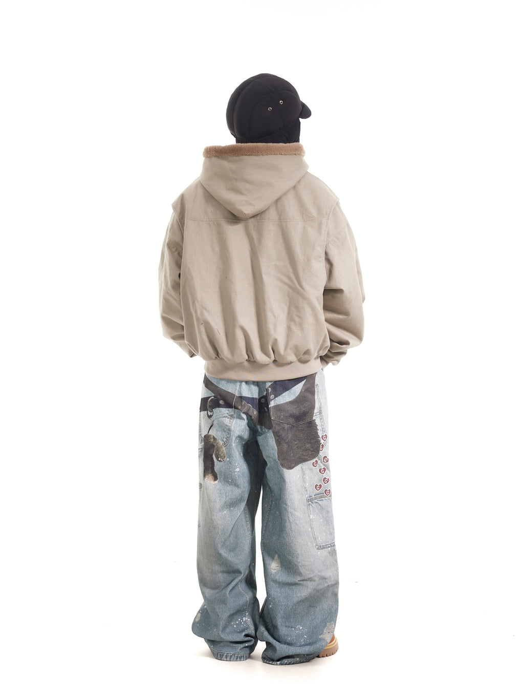 BTSG 3D Digital Multi-Key Print Splashed Ink Distressed Baggy Silhouette Loose Straight Jeans