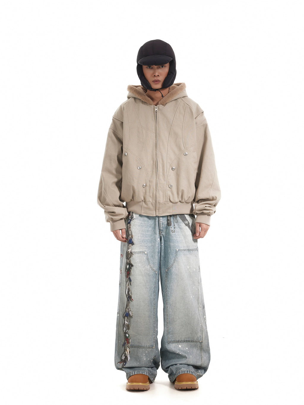 BTSG 3D Digital Multi-Key Print Splashed Ink Distressed Baggy Silhouette Loose Straight Jeans