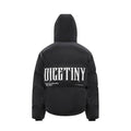 DICETINY hooded matte logo print cropped down jacket