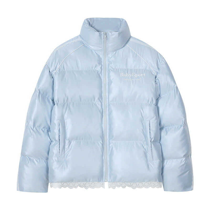 Harshandcruel lace panels sports ballet jersey stand collar graphene insulated cotton Jacket