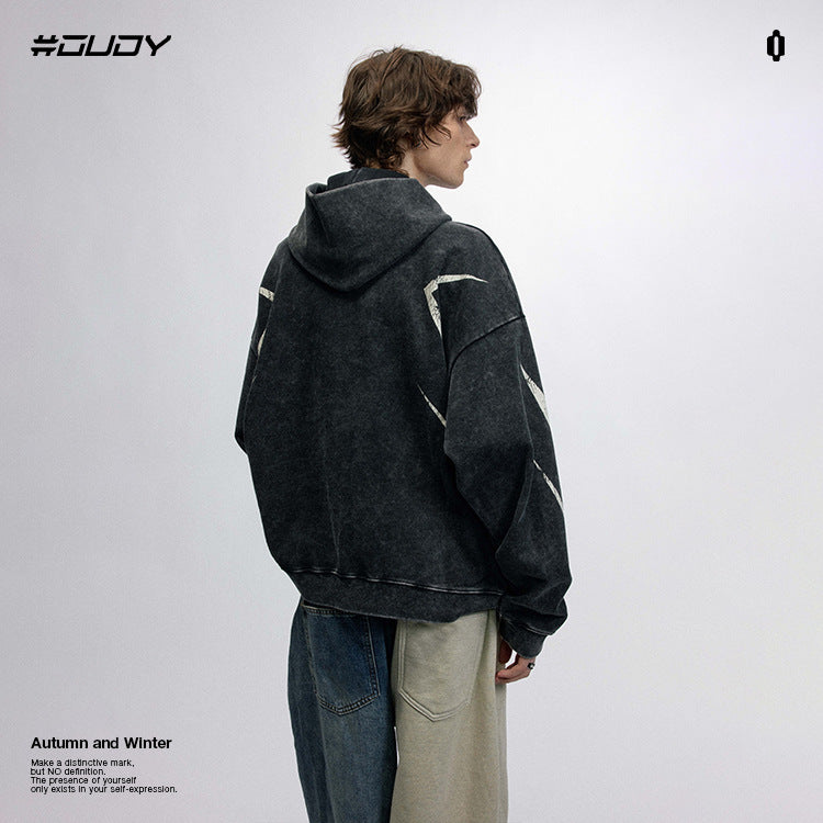 #OVDY vintage washed distressed letter print unisex oversize hoodie