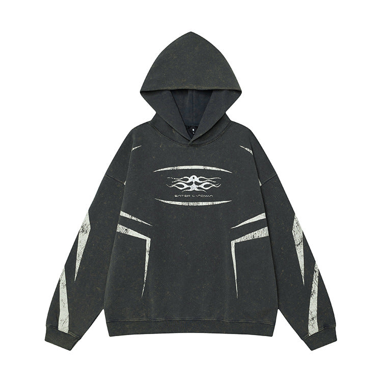 #OVDY vintage washed distressed letter print unisex oversize hoodie