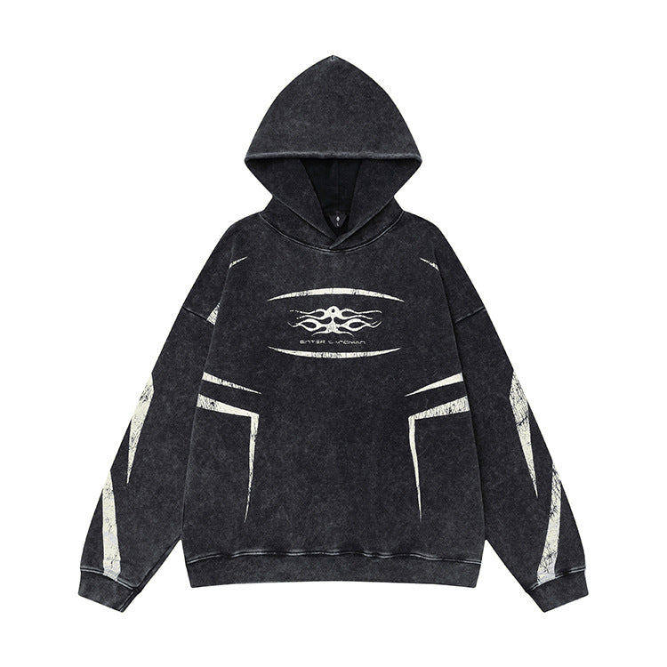 #OVDY vintage washed distressed letter print unisex oversize hoodie