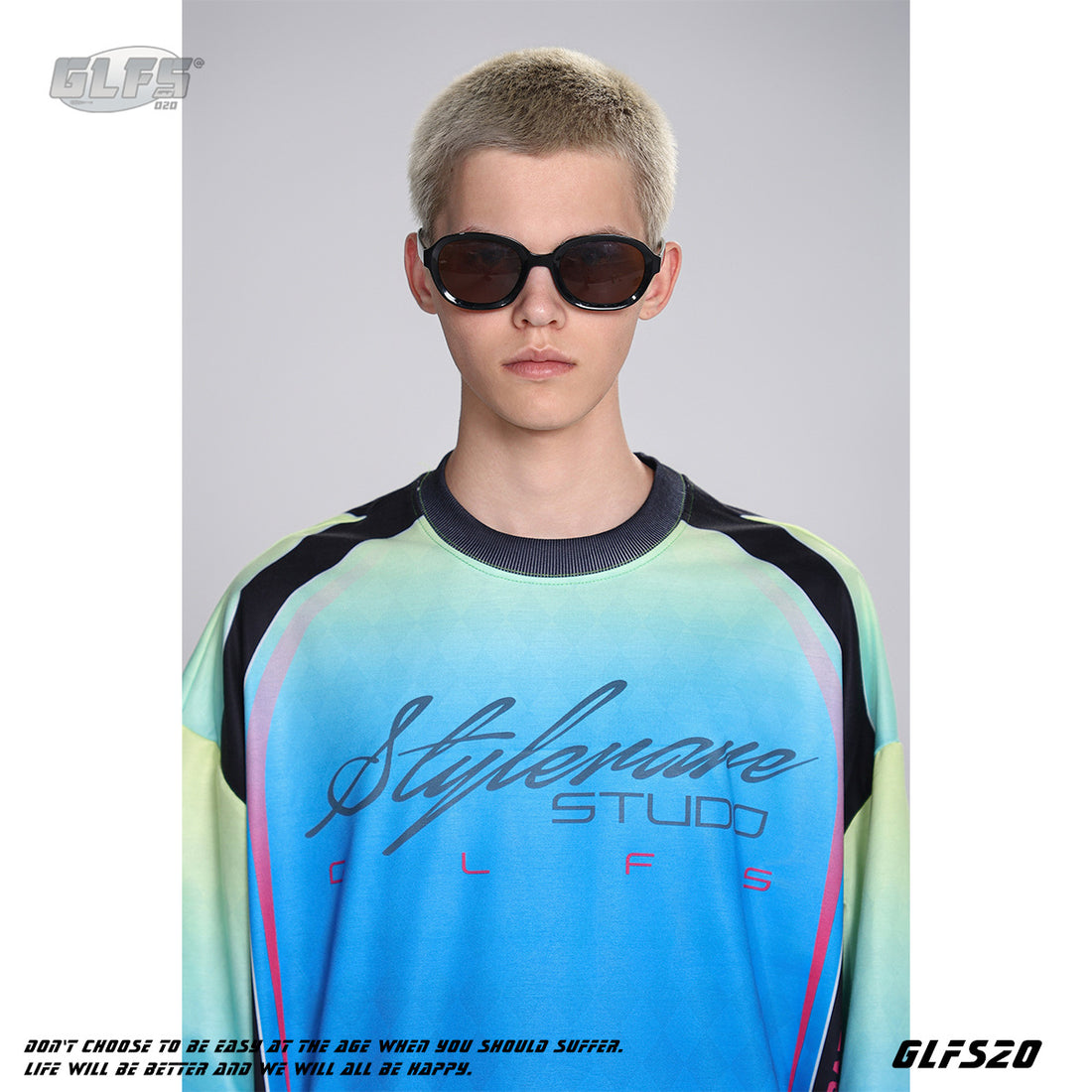 GLFS Street Niche Stitching Design Gradient Top Sweatshirt