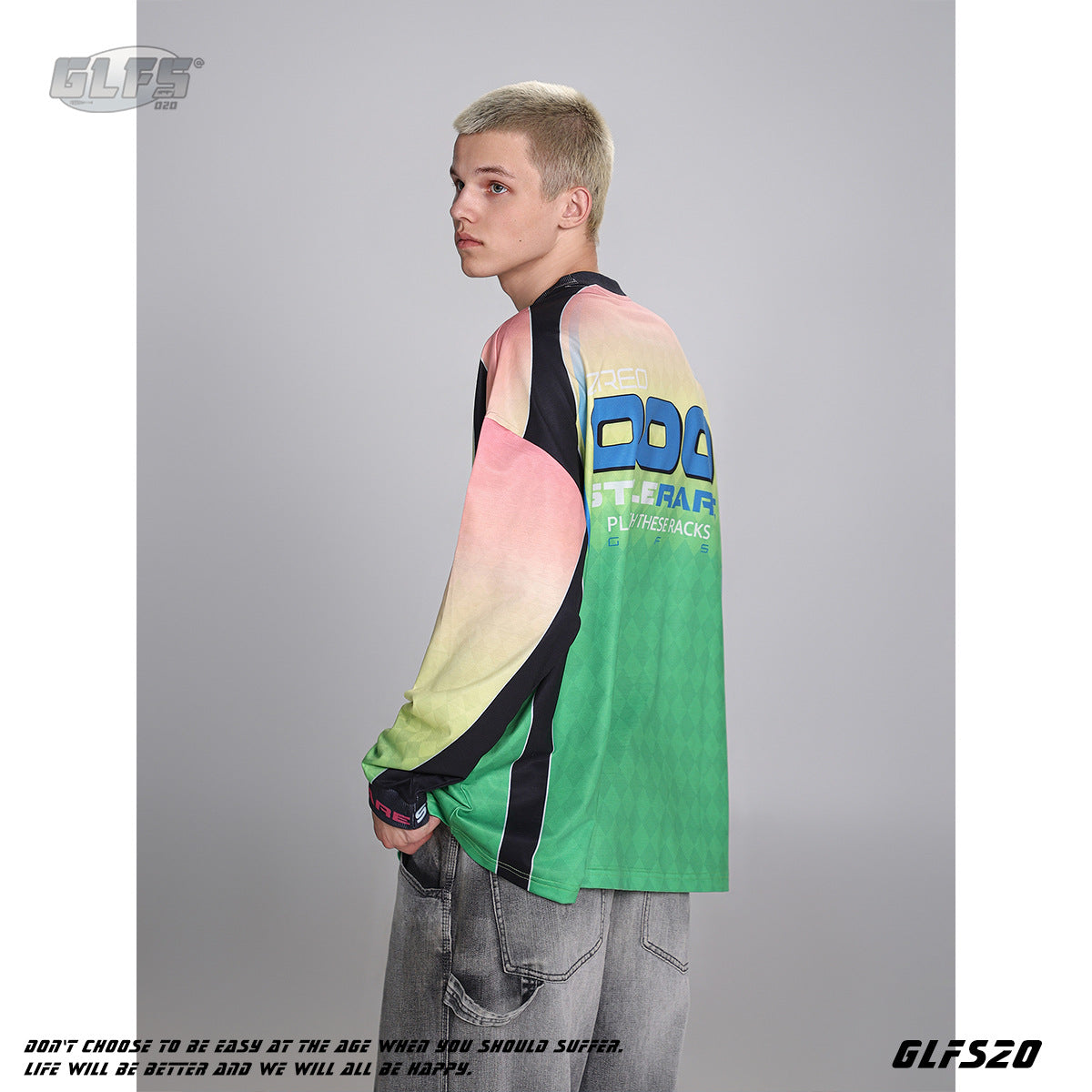 GLFS Street Niche Stitching Design Gradient Top Sweatshirt