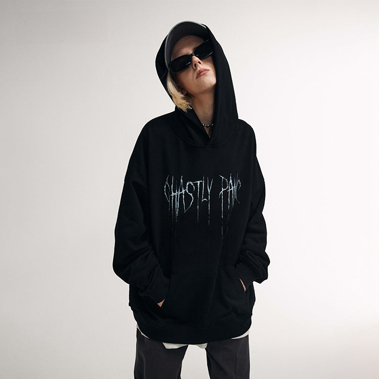 #OVDY Unisex Trendy Lettered Print Loose Terry Hoodie