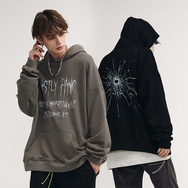 #OVDY Unisex Trendy Lettered Print Loose Terry Hoodie