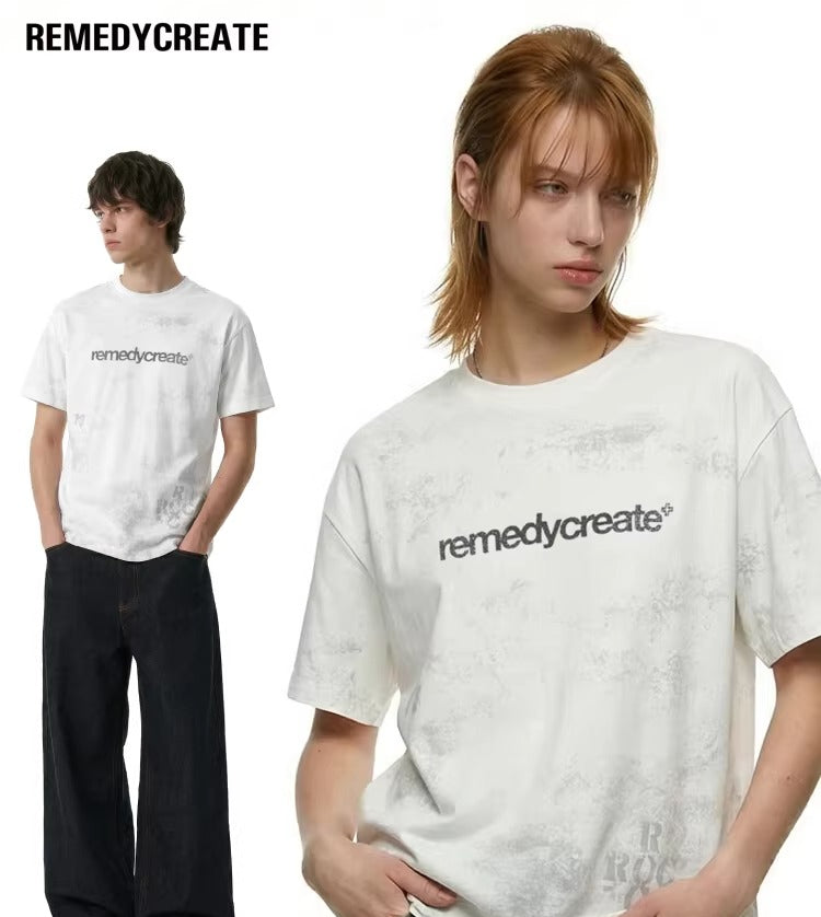 Remedy Vintage Letter Print Loose Crew Neck Tee