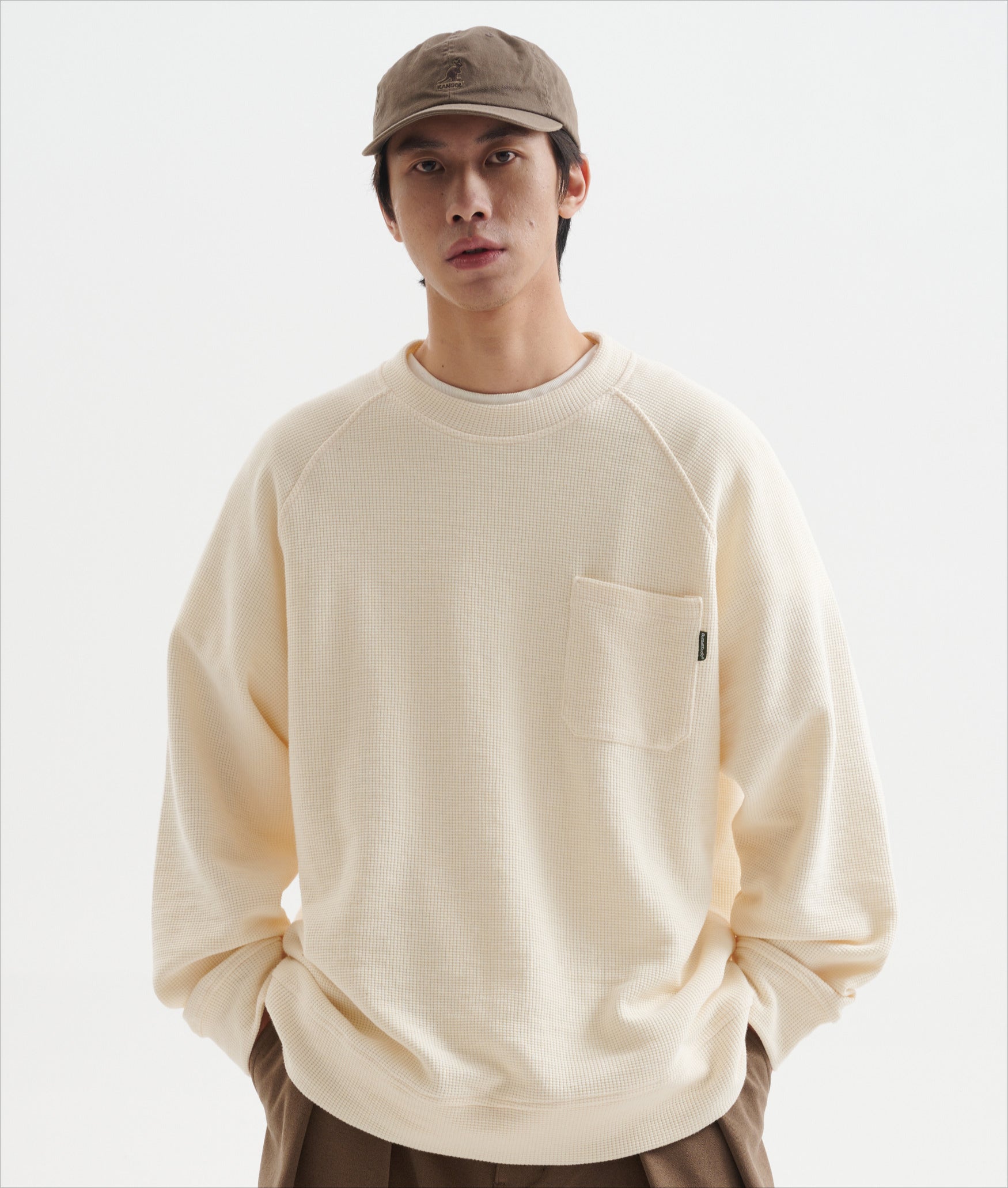 BUTTBILL 380G Japanese waffle Pure Cotton inner long-sleeve Tee