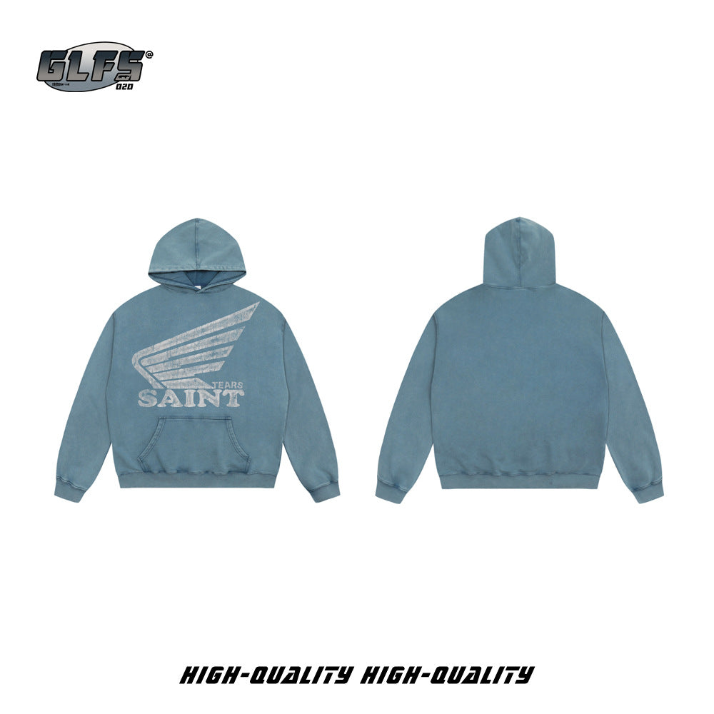 GLFS street wear ink print Pullover Oversized Hoodie
