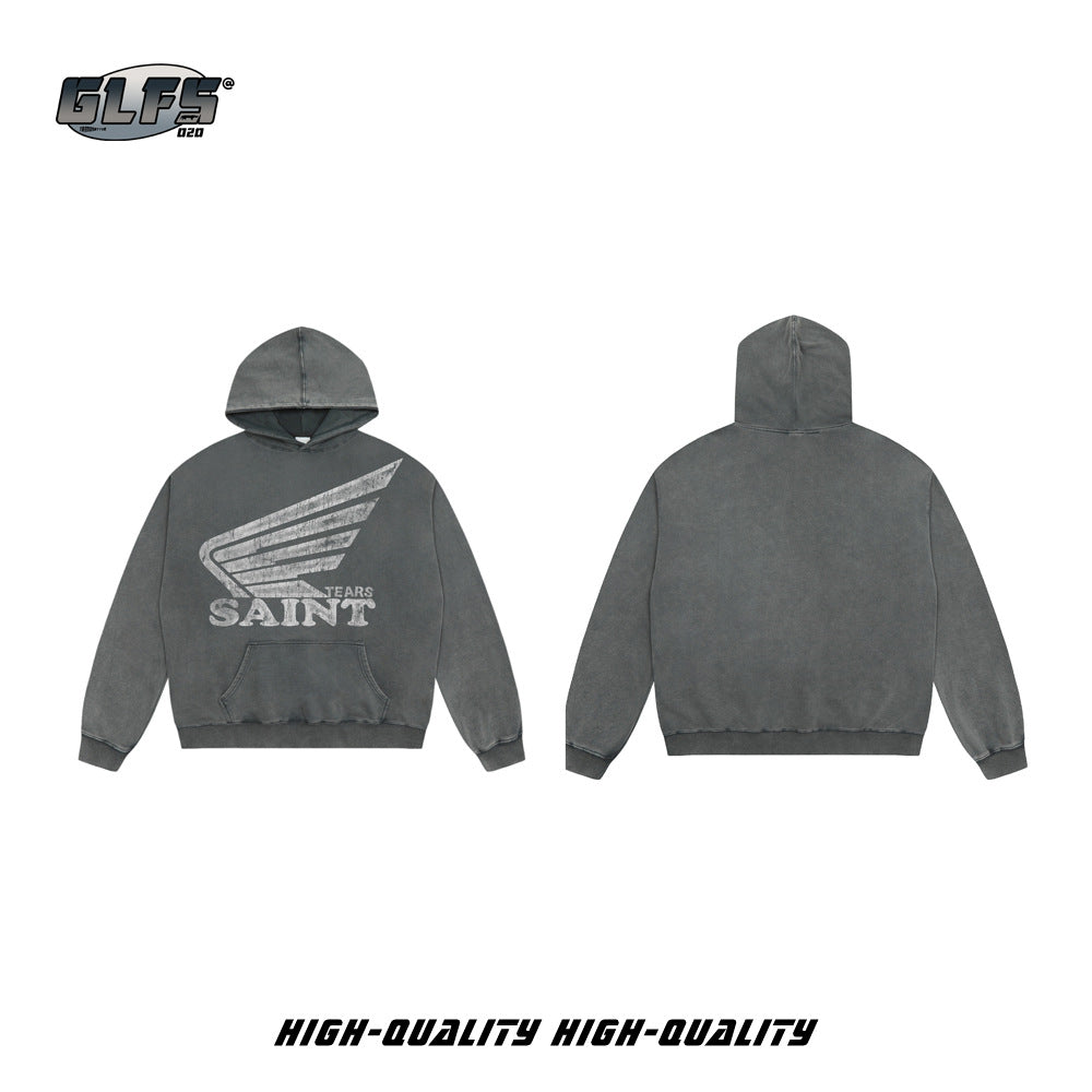GLFS street wear ink print Pullover Oversized Hoodie